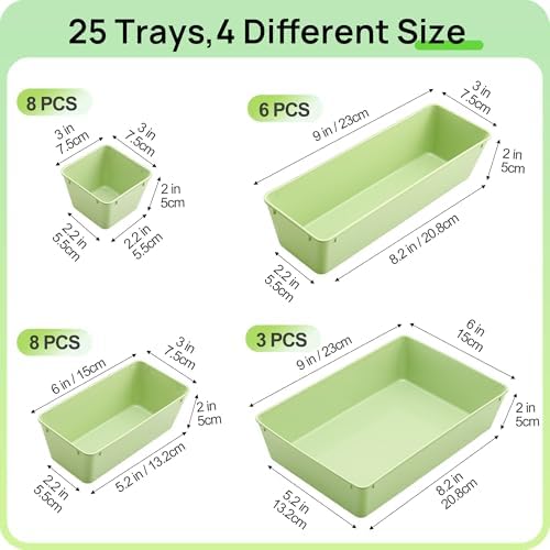 Vtopmart 25 Pack Plastic Drawer Organizers with Anti-slip Rubber Pads