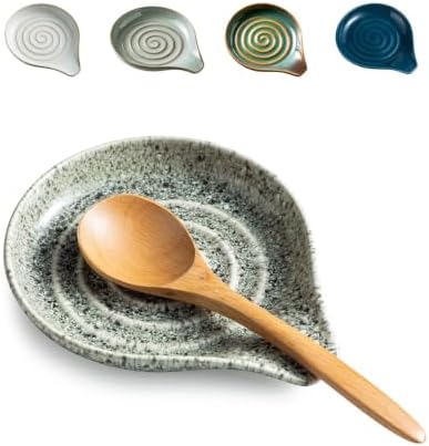 LAUCHUH Spoon Rest for Stove Top, Ceramic Spoon Holder for Kitchen Counter