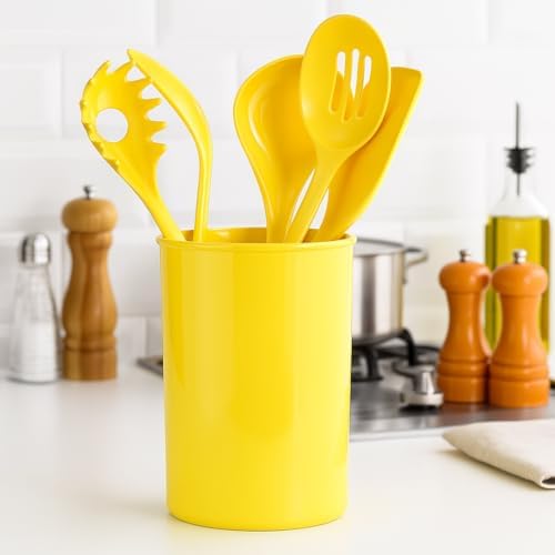 Reston Lloyd Calypso Basics Multipurpose Cookware Storage Crock, Kitchen Countertop & Office Desk Organization, Durable & Food Safe BPA-Free Plastic, Lemon