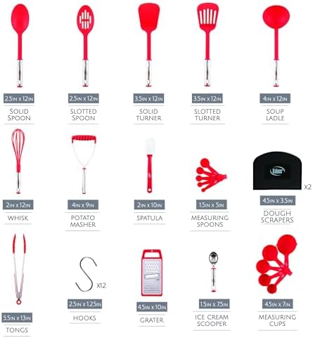 Kitchen Utensils Set 35 PCS Cooking Utensils Set, Nonstick and Heat Resistant Nylon Stainless Steel Silicone Spatula Set - Kitchen Gadgets Home Essentials Kitchen Accessories, Apartment Must Haves