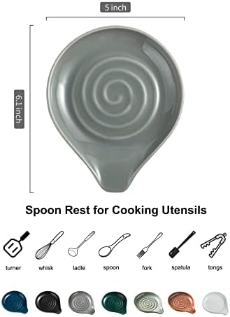 LAUCHUH Spoon Rest for Stove Top, Ceramic Spoon Holder for Kitchen Counter