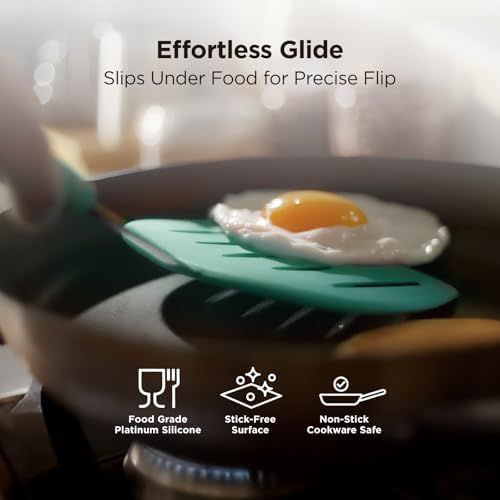 Kitchen Mama WaltzGrip Platinum Silicone Pancake Spatula Turner, Teal