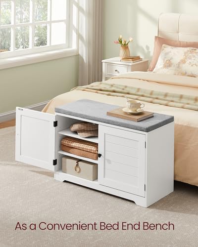 VASAGLE 3-Tier Shoe Storage Bench with Cushion, 14 x 31.9 x 20.7 Inches
