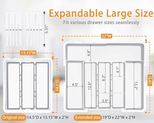 Homecor Kitchen Drawer Organizer Large Expandable Utensil Organizer