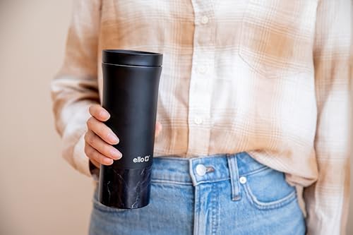 Ello Miri 16oz Insulated Stainless Steel Travel Mug with Slider Lid, Black