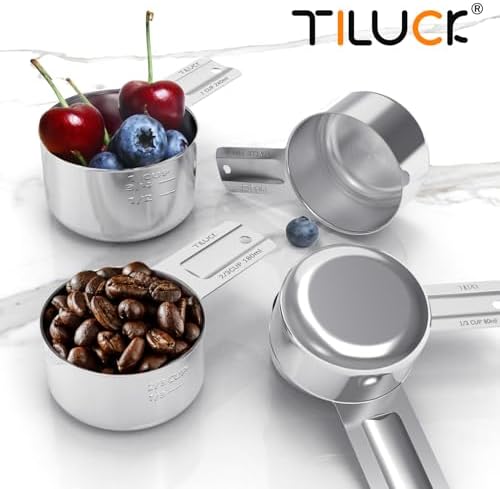 TILUCK Stainless Steel Measuring Cups & Spoons Set, Cups and Spoons