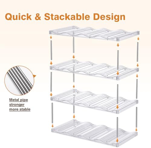Large Compartment Water Bottle Organizer, Stackable Water Bottle Holder for Stanley 40 oz Tumbler, Clear Tumbler Organizer for Cabinet, Kitchen Pantry or Countertop, 3 Pack (4 Pack)