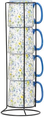 10 Strawberry Street Bella Flora Espresso Demitasse Stack, Set of 4 (Meadowlight)