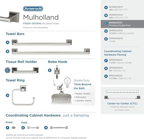Amerock Mulholland 8-13/16" Brushed Nickel Pivoting Toilet Paper Holder
