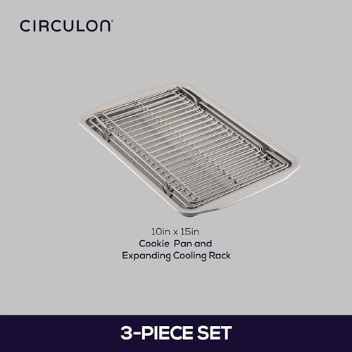Circulon Bakeware Baking Sheet/Cookie Pan and Cooling Rack Set, 3 Piece, Gray