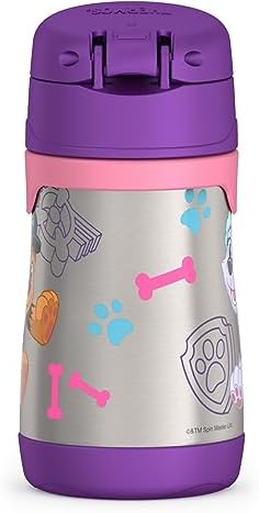 THERMOS Vacuum Insulated Stainless Steel 10oz Straw Bottle, Paw Patrol Girl (Pack of 3)