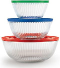Pyrex Sculpted (3-Pack) Glass Mixing Bowls Set With Plastic Lids