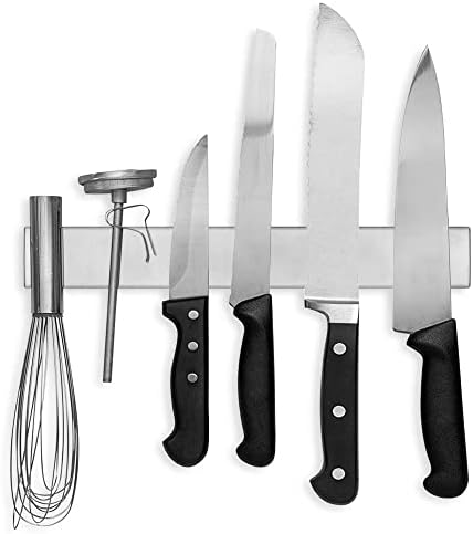 Modern Innovations Magnetic Knife Holder for Wall and Fridge - 12" Knife Magnetic Strip, Magnet Kitchen Knife Holder and Rack, Stainless Steel Magnetic Knife Bar for Kitchen Utensils