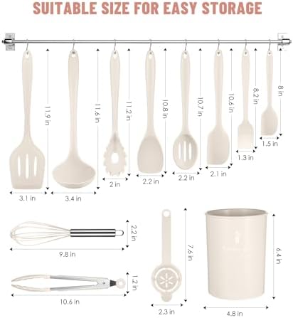 Khaki Kitchen Utensils Set-12 Pieces Silicone Cooking Utensils Set