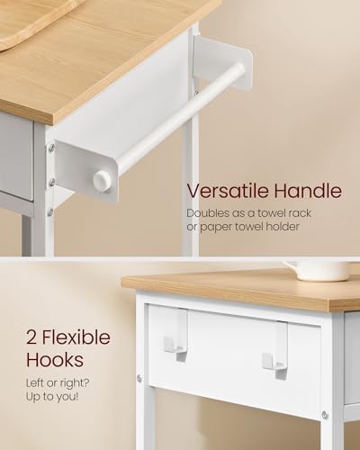 VASAGLE Kitchen Island Cart with Storage, 2 Drawers, Towel Rack