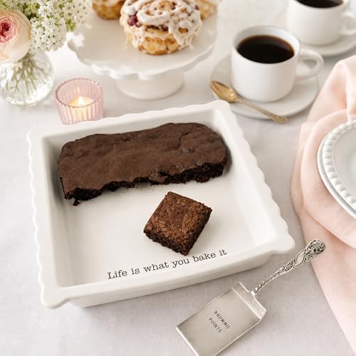Mud Pie Ceramic Brownie Pan Set with Silverplate Server