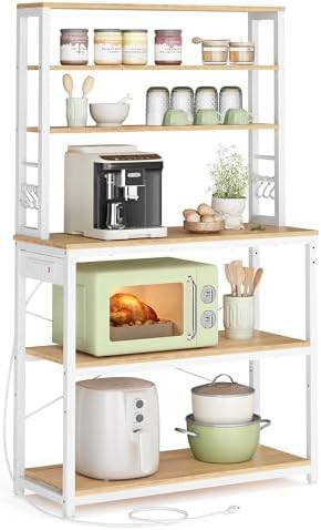VASAGLE Coffee Bar, 31.5 Inches 6-Tier Baker's Rack with 6 Hooks