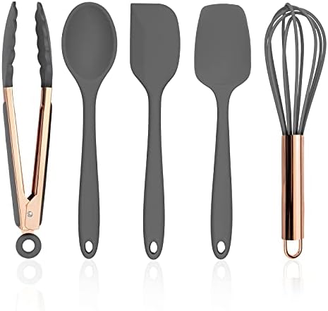 COOK WITH COLOR Silicone Cooking Utensils, Kitchen Utensil Set, Easy to Clean Silicone Kitchen Utensils, Cooking Utensils for Nonstick Cookware, Kitchen Gadgets Set, Standard, Gray