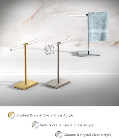 Gatco 1344C Modern Freestanding Countertop Towel Holder, Chrome Acrylic T-Shape Hand Towel Rack for Bathroom & Kitchen, Decorative Towel Organizer for Vanity, Sink & Guest Bathroom