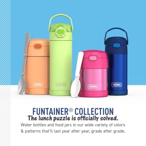 THERMOS FUNTAINER 16oz Plastic Bottle with Spout Lid, Off To The Races