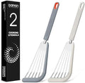 Fish Spatula Turner,Thin Slotted,Stainless Steel With Silicone Edge,2 Pack