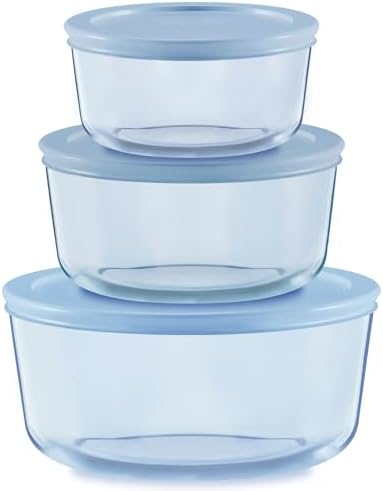 Pyrex Colors Tinted (6-Piece) Small/Medium Round Food Storage Containers