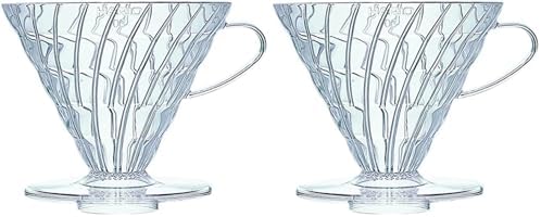 Hario V60 Plastic Coffee Dripper, Size 03, Clear (Pack of 2)