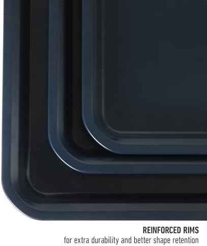 Calphalon Legacy 3-Piece Cookie Sheet Set, Cookie Baking Sheet, Metal Baking Sheet, 3 Pieces Nonstick Baking Sheets 18 15 13 Inch, Navy Blue, PFOA-Free for Even Baking, Oven Safe for Baking