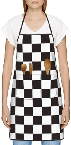 Sigouyinei Waterproof Kitchen Apron For Women Men Soft Bib Work With Pocket