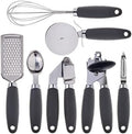 COOK WITH COLOR Kitchen Gadget Set Stainless Steel Utensils with Soft Touch Handles, 7 Pieces, Stainless Steel Grey