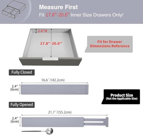 Utoplike Kitchen Drawer Dividers Large, Gray Drawers Organizers Adjustable