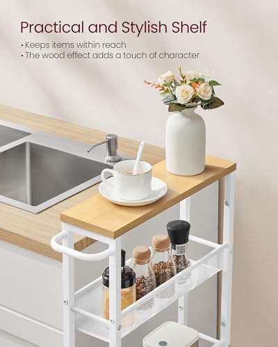 VASAGLE 5-Tier Slim Rolling Storage cart with Wheels, 5.1 Inches, Metal