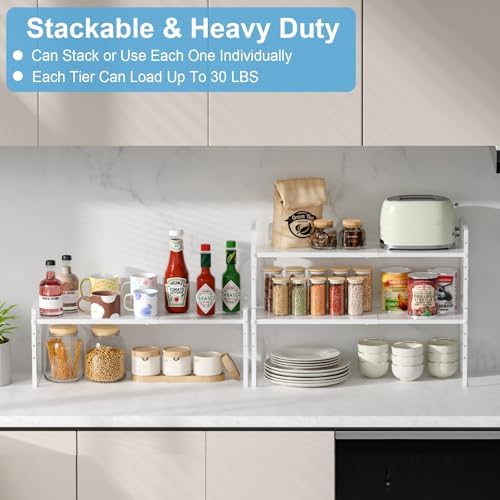 15.5 to 25.5 Inch Kitchen Cabinet Shelf Organizers，Kitchen Shelf Organizer