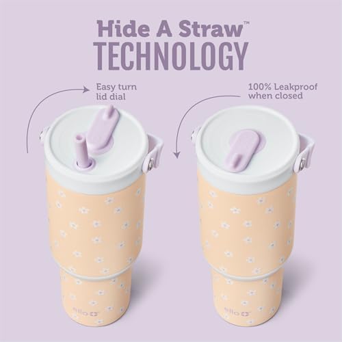 Ello Oasis Go+ 32oz Insulated Stainless Steel Tumbler with Straw, Daisies