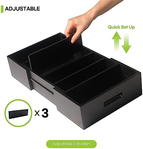 Expandable Bamboo Kitchen Cabinet Organizer for Food Container Lids Holder