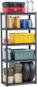 VEVOR Storage Shelves, 2000 lbs, 5 Tier Garage Storage Shelving, 16" D x 32" W x 72" H Adjustable Metal Shelves for Garage Shelves Utility Rack Shelf, Ideal for Kitchen, Warehouse, Basement, Black