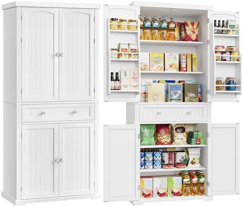 VASAGLE Pantry Cabinet, Freestanding Tall Cupboard with a Drawer