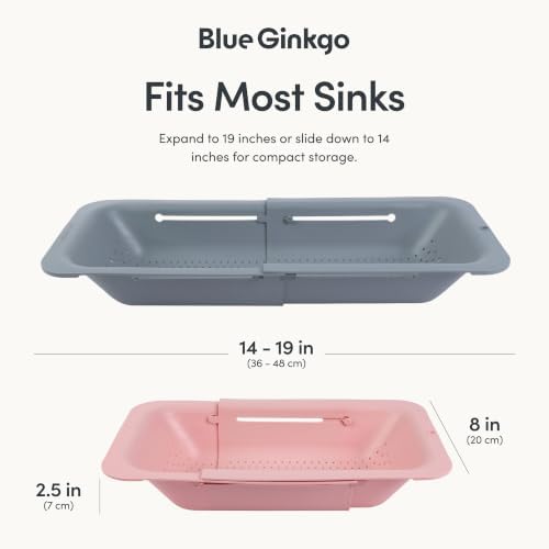 Blue Ginkgo Over Sink Colander, Extendable Kitchen Strainer, 2-Pack, Mix