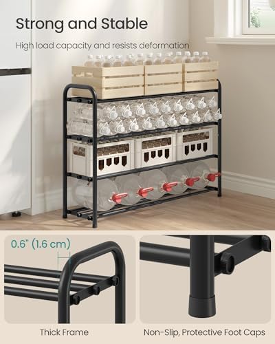 SONGMICS Expandable Shoe Rack, 4-Tier Shoe Organizer, Holds 8-16 Pairs