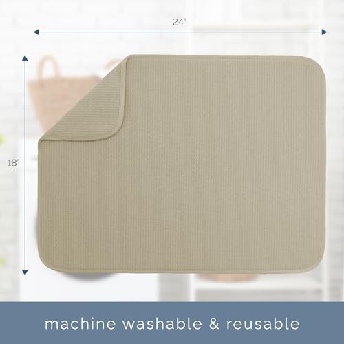 S&T INC. Dish Drying Mat, 18" x 24", XL, Beige
