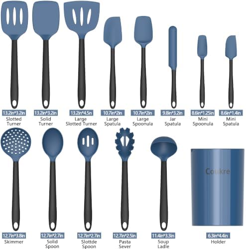 Coukre Silicone Kitchen Cooking Utensils Set, Heat Resistant, 14-Piece