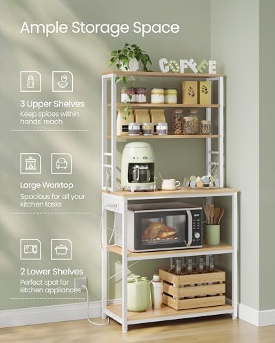 VASAGLE Coffee Bar, 31.5 Inches 6-Tier Baker's Rack with 6 Hooks