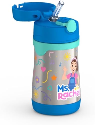 Thermos Baby 10 oz. Stainless Steel Bottle with pop-up straw, Ms. Rachel