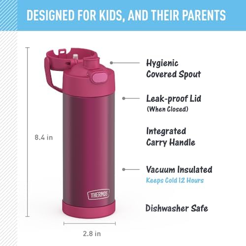 THERMOS FUNTAINER Water Bottle with Spout, 16oz, Dark Pink