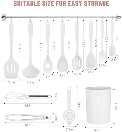 White Kitchen Utensils Set-12 Pieces Silicone Cooking Utensils Set