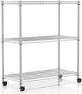 Simple Deluxe 3-Tier Heavy Duty Storage Shelves 750Lb Capacity, 24.02" D x 13.78" W x 29.92" H Adjustable Shelving Unit with Wheels, Chrome