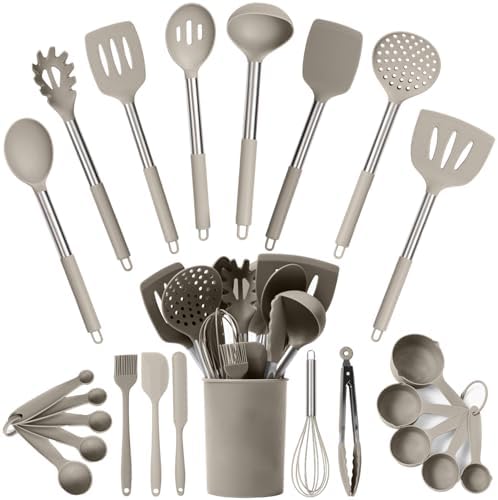 24 PCs Silicone Kitchen Utensils Set, Stainless Steel 450F Heat Resistant