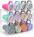 Large Compartment Water Bottle Organizer, Stackable Water Bottle Holder for Stanley 40 oz Tumbler, Clear Tumbler Organizer for Cabinet, Kitchen Pantry or Countertop, 3 Pack (3 Pack)