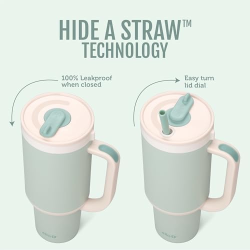 Ello Oasis 24oz Insulated Stainless Steel Tumbler with Straw, Pistachio
