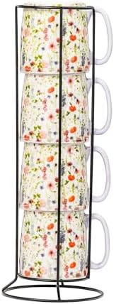 10 Strawberry Street Bella Flora Espresso Demitasse Stack, Set of 4 (Wildflower)